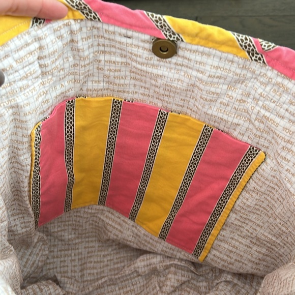 Handmade quilt bag - shoulder bag, bird fabric with pocket - Picture 5 of 7